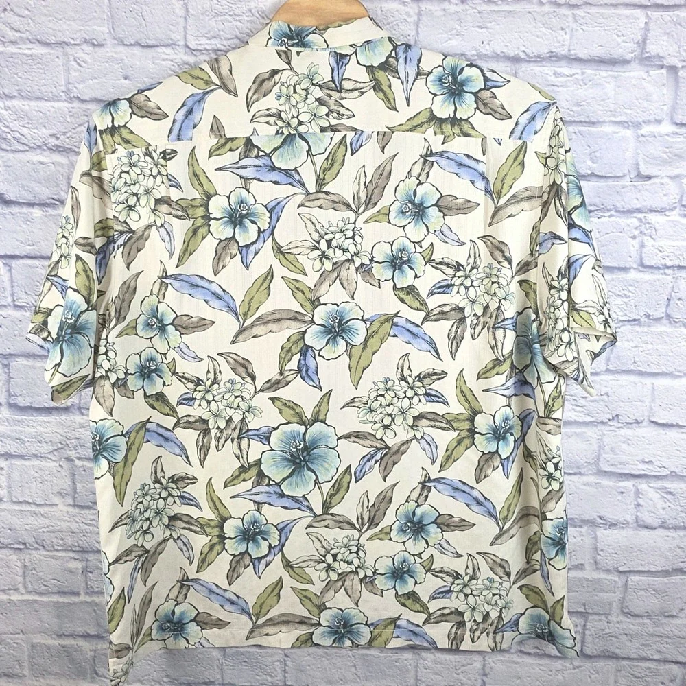 Tommy Bahama Men Silk Camp Floral Hibiscus Hawaiian Button Short‎ Sleeve Sz 3XL